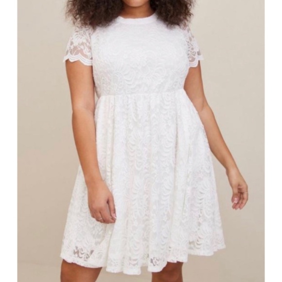 🆕 White Mini Lace Fit & Flare Dress 3 3X 22 24 NWT Torrid New! spring summer - Picture 2 of 6